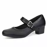 Ortho + Rest Damen Mary Janes Pumps für Hallux Valgus Orthopädische Kleid Schuhe Low Chunky Heels Arbeit Trachtenschuhe (38,Schwarz)