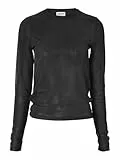 Noisy may Damen Einfarbiges Mesh Langarm Shirt Durchsichtiges Netz Top Stretch Rundhals Oberteil NMJUDITH