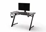 Robas Lund Gaming Tisch DX Racer 1 LED Farbwechselbeleuchtung Gaming Desk Schwarz Carbonlook, BxHxT 120x77x64 cm