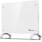 TRESKO® Glaskonvektor Elektroheizung | Glasheizung elektrisch | Konvektor Heizung Heizkörper | Elektroheizkörper Stand- oder Wand Heizung (Weiß / 1500 Watt)