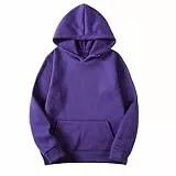 KOG Hoodie Damen Baumwolle Kapuzenpullover Einfarbig Sweatshirt mit Kapuze Elegant Pullover Frau Warme Hooded Sweatshirt Fashion Frauen Hoodies Lila M