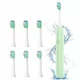 YteaTh Elektrische Zahnbürste Schallzahnbürste - Eine Ladung für 180 Tage Zahnbürste Elektrisch, Shcall Electric Toothbrush Mit 6 Ersatzbürsten, 5 Putzmodi, Timer (Hellgrün)