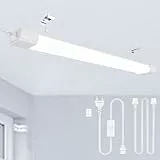 Modlicht LED Feuchtraumleuchte 40CM mit Stecker Plug, 16W 6000k Kaltlweiß 1800Lumen Verbindbar Deckenleuchte Feuchtraum Flach, Werkstattlampe Wasserfest IP65 Wannenleuchte für Keller Garage
