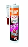 MEM Montage-Kleber DEKO, Pastöser Dispersionsklebstoff, Hohe Anfangshaftung und Endfestigkeit, Für verschiedene Untergründe, Lösemittelfrei, 380 g Kartusche, Beige