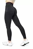 Bellivalini Sport Leggings Damen High Waist Push Up Scrunch Fitness Seamless Figurformend BLV50-254 (Schwarz, M)