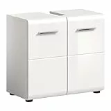 xonox.home - Waschbeckenunterschrank Ice 60x54x32 cm in weiß Hochglanz Tiefziehfront Korpus weiß - Unterschrank Waschtischunterschrank Badezimmerunterschrank