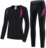SAGUARO Thermounterwäsche Skiunterwäsche Damen Funktionsunterwäsche Warme Ski Unterwäsche Frauen Winter Thermal Underwear Women Rosa,Gr.40