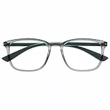OPULIZE Max Lesebrille - Klassische große rechteckige Fassung - Brille in mattem Transparentgrau mit grünen Bügeln - Herren Damen Unisex - R78-7 - +1,00