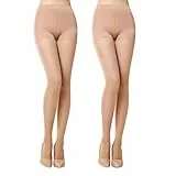 MANZI Damen Bauchweg Strumpfhosen 20D Transparente Shaping Strumpfhose Hohe Taille Figurformende Stützstrumpfhose Nackt M