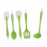 GLEAVI 5stücke Silikon-kochutensilien-Set Hitzebeständig Antihaftbeschichtet Flexibles Silikon Kochgeschirr Küchenhelfer Grün