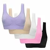 Sport BH 5er Pack Bustier Damen Midoya Bügelloser Bra Everyday Bügelfreier Shapewear BH Große Größen Soft Bequemer Seamless Bras T-Shirt BHS für Alltag Yoga Outdoors des Tages Mehrfarbig M