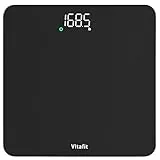 Vitafit Personenwaage Digital, Genauigkeit 0,05kg durch Unser Professionelle Waagenfabrik Seit 2001,Waage Personen mit LED und Step-On, Körperwaage mit 182kg, LED, Silberschwarz Sprühen