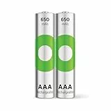 GP ReCyko AAA Akku NiMH 650 mAh, 1,2V, 2 Stück Akkus AAA, sehr geringe Selbstentladung, vorgeladen für direkten Gebrauch