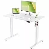 ERGOMAKER Elektrischer Höhenverstellbarer Schreibtisch 100x60cm, Höhenverstellbarer Tisch mit Spleißplatte (Weißes Gestell + Weiße Tischplatte)