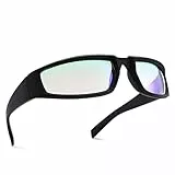 COASION Futuristisch Sonnenbrillen Für Herren Und Damen UV400 Schutz Y2K Wrap Around Sports Sonnenbrille (Mattschwarz/Grün gespiegelt)