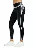 Evievit Leggings Damen 3/4 High Waist, Stretch Sporthose Damen Lang,Yogahose Damen 7/8,Gym Sport Leggings mit Taschen,Sportleggins Damen,Capri Leggings Schwarz XL