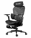 AutoFull G7 Ergonomischer Gaming Stuhl, Gaming Stühle mit Dynamischer Lendenstütze, 720° Doppelachsen-Dreharmlehnen, 140° Rückenlehnen-Neigung & 4D-Nackenkissen (Schwarz)