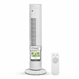 aeco AirX SPIN Turmventilator mit Fernbedienung 3 Geschwindigstufen 7H Timer 35w mobiler Lüfter Oszilation 60° Säulenventilator Standventilator luftkühler 76CM Tower Fan mit Speicherfunktion