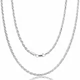 AKA Gioielli® - Herren Damen Kette 925 Sterling Silber Massiv - 4mm Kordelkette - 55 cm lang