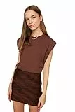 TRENDYOL Damen Trendyol T-shirt mit Sleeveless Basic T-Shirt Westlich, Brown, M