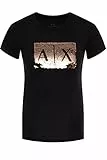 Armani Exchange Damen Basic T-Shirt with Logo On Bust T-Shirt, Schwarz, M