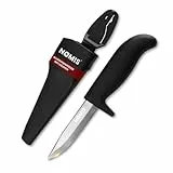 NØMIS Angelmesser Fischermesser | 10 cm Edelstahlklinge | Ideal auch als Gartenmesser oder Schnitzmesser | Outdoor Messer mit Köcher | Arbeitsmesser | Robust, scharf und preiswert
