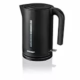 Cloer 4110 Wasserkocher, 2200 W, große Wasserstandsanzeige, Kalkfilter, Trockengeh- und Überhitzungsschutz, 1,7 Liter, schwarz