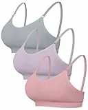 Channo Sport-BH für Damen ohne Bügel - 3er Pack ohne Nähte aus atmungsaktivem Nylon mit verstellbaren Trägern