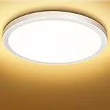 Deckenlampe LED Deckenleuchte Flach Rund, Lampe Decke Flurlampe 18W Warmweiß 3000K 1600LM Modern IP44 Badlampe Badezimmerlampe für Wohnzimmer Schlafzimmer Balkon Bad Flur Keller Küche UltraDünn Ø223MM