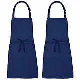 XIEJINJIA 2er-Pack Verstellbare Canvas Schürzen mit 2 Taschen Kochschürze Kochen Backen Garten für Frauen Männer Dunkel Blau