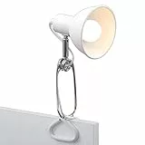 BRILONER - Schreibtischlampe mit Kabelschalter, schwenkbar, E14 Fassung, max. 8 Watt, Klemmlampe, Klemmleuchte, Nachttischlampe, Leselicht Kinder, Bürolampe, Leselampe Bett, 30,5x11x13 cm, Weiß
