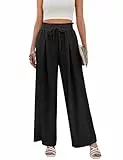 Svanco Weite Stoffhose Damen Sommer High Waist Locker Palazzo Hose Musselin Gerade Leicht Sommerhose mit Gummizug
