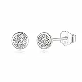 Kleine Ohrstecker Sterling Silber 925 für Damen Herren Mini Zirkonia Ohrringe Stecker 4mm