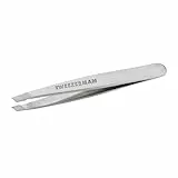 TWEEZERMAN Mini Pinzette (Handgeschliffene, schräge Spitzen, Augenbrauen zupfen, Profi Qualität, rostfreier Edelstahl), Silber