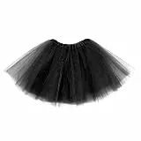 Tüllrock Damen Retro Tütü Rock Dreilagiger Tüll Tutu Rock für Erwachsene mit Futter 80er Jahre Tüll Rock für Halloween Rock Party Festival Feier Schwarz