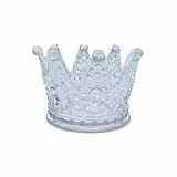 Dekohelden24 Teelichthalter in Form Einer Krone, aus Glas, transparent, Größe: H/Ø ca. 5 x 8 cm