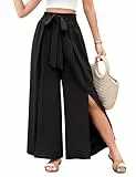 Svanco Palazzo Hose Damen Sommer Weite Plissee Hose Lockere High Waist Paperbag Hosen mit Schlitz
