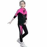 linboo Kinder Jogginganzug Mädchen Trainingsanzug 2tlg Sportanzug Bekleidungsset Sweatjacke und Jogginghose Freizeit Anzug, Rosa, 146(Herstellergröße: 150)