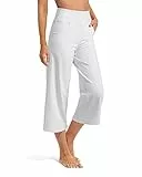Promover Yogahose Damen Weites Bein Caprihose Damen Sommer Sommerhose Leicht 3/4 mit Taschen Sporthose Freizeithose