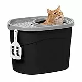 Iris Ohyama Katzenklo mit Schaufel, bis 7 kg, Schwarz/Grau, mit Deckel, Katzentoilette, leicht reinigen, Für große Katzen, Kätzchen, geschlossen, XXL Toilette, BPA-frei, Cat Litter Box, TECL-20