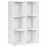WOLTU Bücherregal mit 6 Würfeln, Aufbewahrung aus nordischem Holz, selbsttragend, mit Kippsicherung, für Schlafzimmer Wohnzimmer Arbeitszimmer Büro, Weiß, 60 x 89 x 30 cm