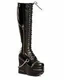 LAMODA Damen Crash And Burn Knee High Boot, Black Pu, 38 EU