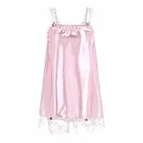 Satini Dessous Satin Sissy Babydoll-Stil Rüschen Rüschen Spitze Unterkleid Nachtwäsche (Zartrosa, XL)