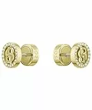 BOSS Jewelry Steckerohrringe für Damen Kollektion DOUBLE B DIVINE aus Edelstahl mit Ionenplattierung in Gelbgold verziert mit Kristallen - 1580826