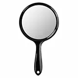 FESSOSKO Handspiegel mit Griff Doppelseitiger Spiegel 1X/3X Vergrößerung Spiegel Kosmetikspiegel Schminkspiegel Runde Form für Damen Tägliche Make-up (Schwarz)