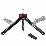 Mini Tripod Moman TR01 Small Stativ Tischstativ Klein Kamerastativ CNC Aluminium 1/4 3/8 Schraubbefestigung max.80kg Belastung für Canon Sony Nikon Panasonic DSLR Kamera Smartphone Gimbal，Schwarz Rot