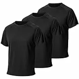 LANBAOSI 3er Herren Mesh Muskelshirt Männer Sportshirt Kurzarm, Laufshirt Kurzarm Mesh Funktionsshirt Atmungsaktiv Kurzarmshirt Sports Shirt Trainingsshirt für Männer 3 Stück schwarz M