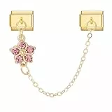 MJARTORIA Italian Charm Bracelet Charms Anhänger Gold DIY Abnehmbar 9mm Edelstahl Module für Italienische Armband Glieder Charms Armbänder Geschenk für Damen Mädchen Blume Gold