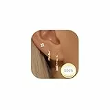 Halora Ohrringe Gold Damen Kleine Creolen Ohrstecker Gold Set Hypoallergen Stapelbar Goldene Ohrringe Stecker Creolen Gifts Square Diamon Earrings for Women