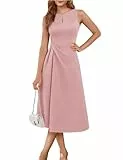 Aupuls Midi Rockabilly Kleid Rundhals Cocktail Kleider Damen Elegant Cut Out AUPG030 Blush XL